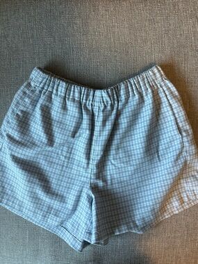 Brandy Melville Light Blue Plaid Pull-On Shorts